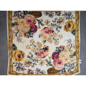 Vintage Floral Silk Scarf Square Hand Rolled Express Compagnie Internationale